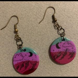 Handmade, hand painted polymer clay earrings